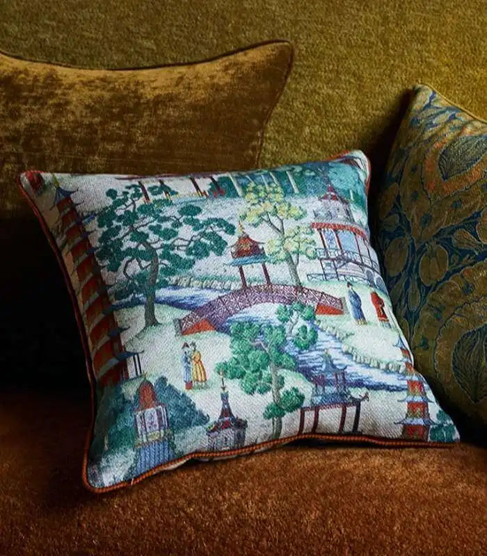 Decorative Cushion Cover Chinoiserie Chenille Cushion Cover Print