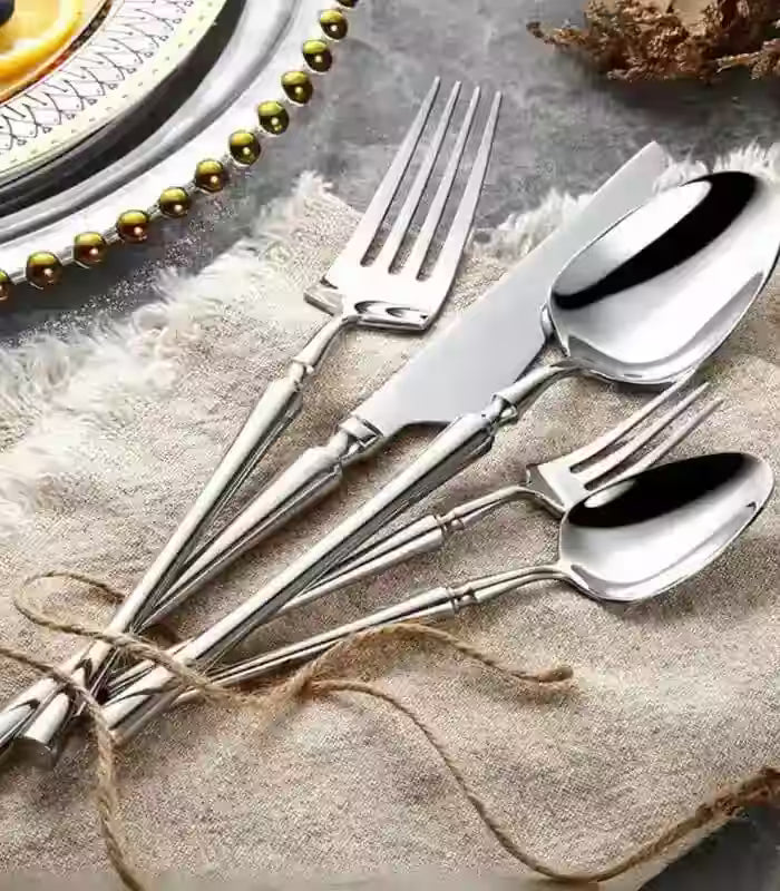 Set of 30 Classic Stainless Steel Art Deco Cutlery Silver Set for 6 people