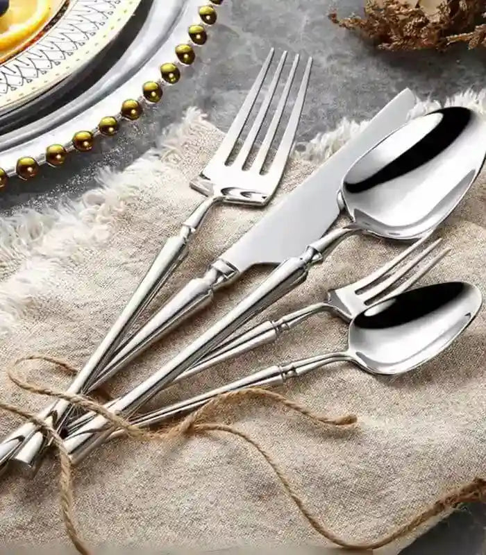 Set of 30 Classic Stainless Steel Art Deco Cutlery Silver Set for 6 people