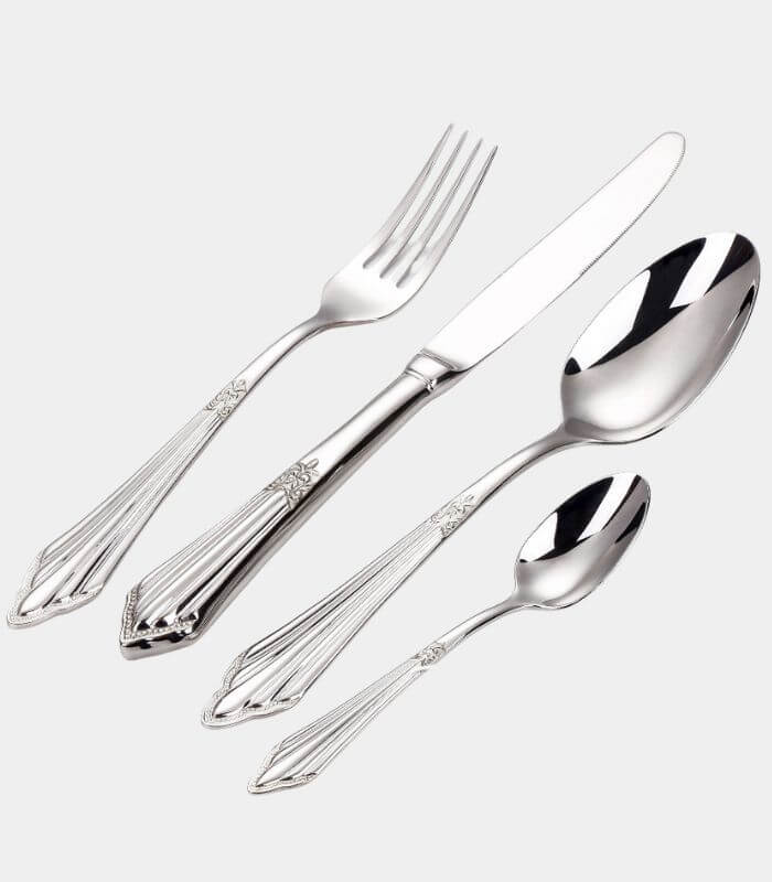 24 Pcs Set Raffaello Flatware Cutlery Set Silver