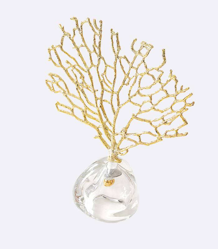 Decorative Coral Crystal Metal Golden
