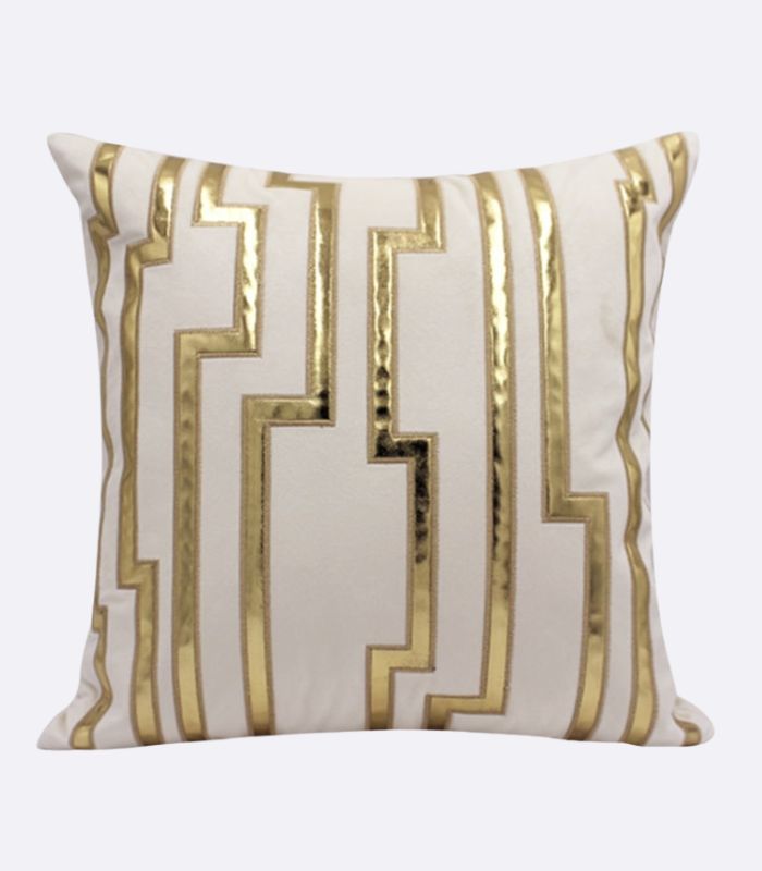 Velvet Cushion Cover Decorative Square Pillow Case Beige, Gold 45 cm