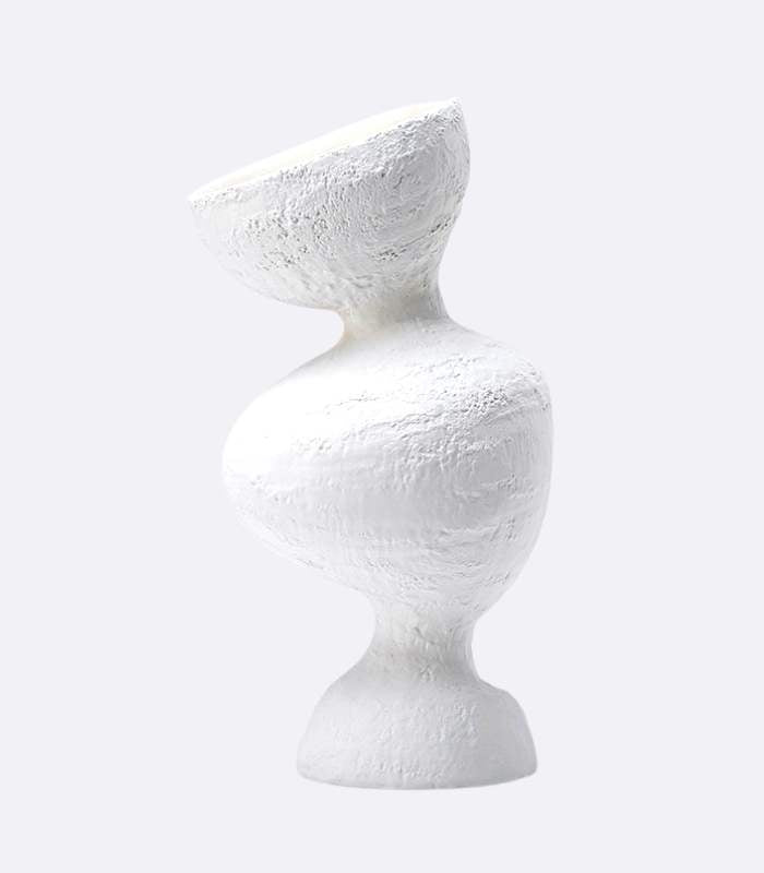 White Ceramic TableTop Vase Handcrafted Abstract Large