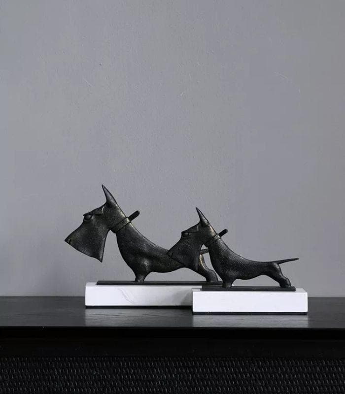 Dog Sculpture on Marble Stand 27cm