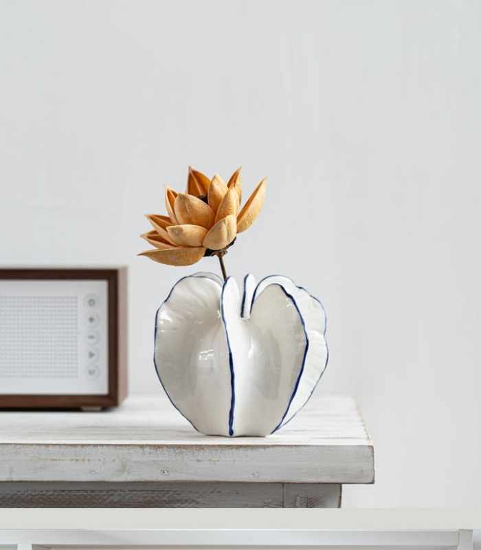 Ocean Star Vase Ceramic White Blue 12 cm