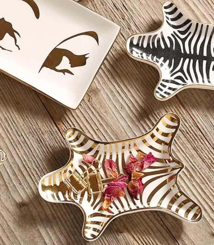 Ceramic Trinket Tray Safari Tiger Decorative Jewelry Dish 15cm