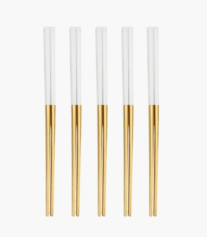 5 Pairs Chopstick Set Stainless Steel Reusable 23.5 cm