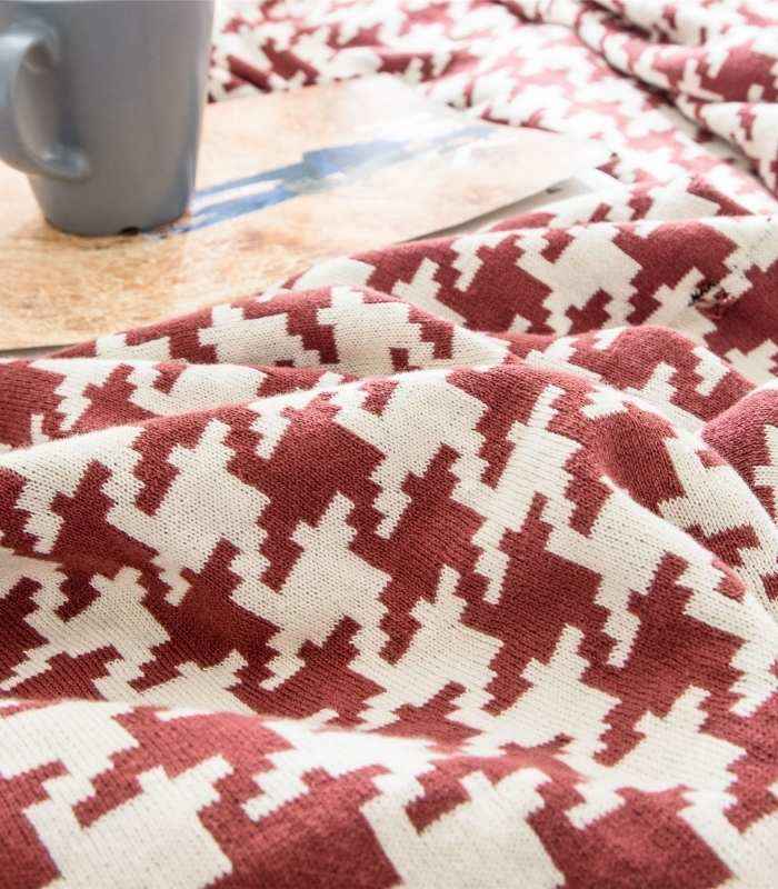 Houndstooth Throw Blanket Soft Cotton Large 150x200cm