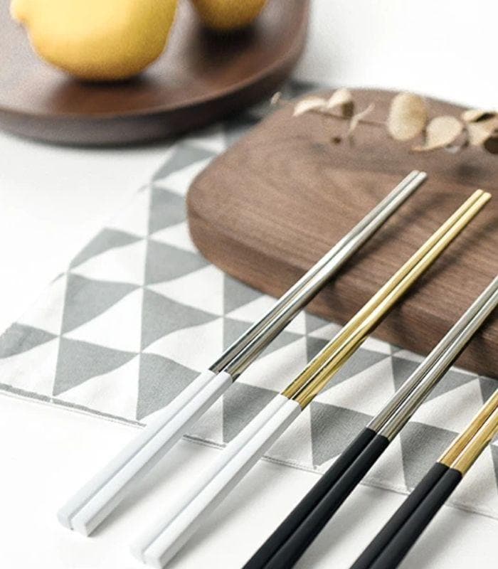 5 Pairs Chopstick Set Stainless Steel Reusable 23.5 cm