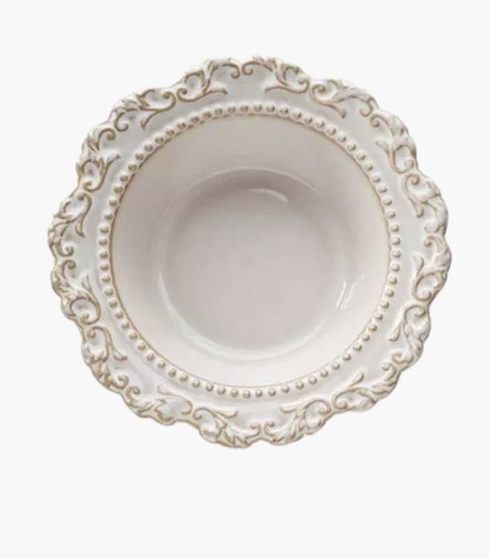 French Baroque Bowl Plates Ceramic Embossed Tableware