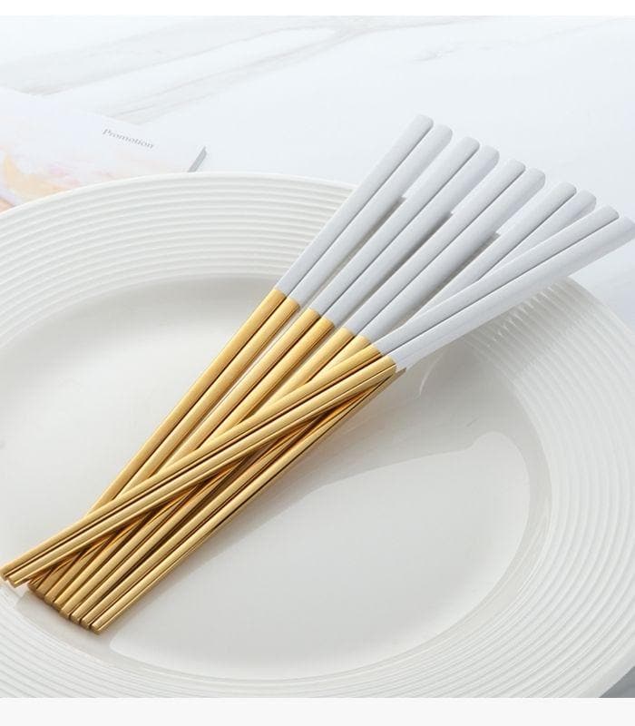 5 Pairs Chopstick Set Stainless Steel Reusable 23.5 cm