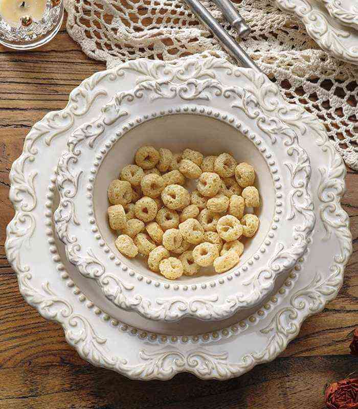 French Baroque Bowl Plates Ceramic Embossed Tableware