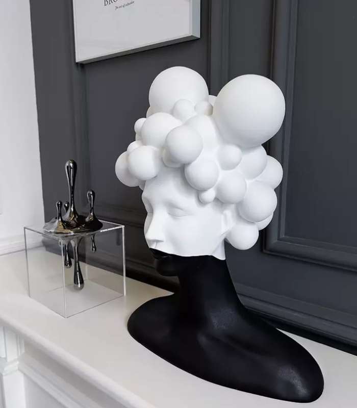 Modern Bust Sculpture Resin Handicrafted Black and White