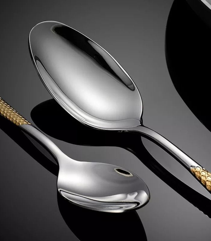 4 Pcs Premium Cutlery Set Stainless Steel Mirror-Polished Silver Gold