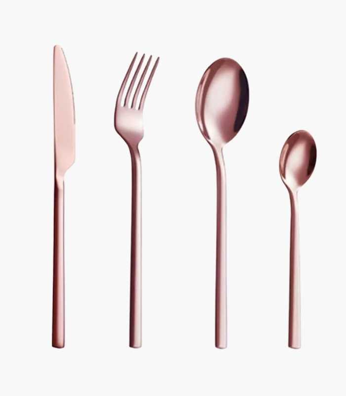 24 Pcs Cutlery Set Boston Contemporary 18/10 Stainless Steel Set for 6 Rose Gold
