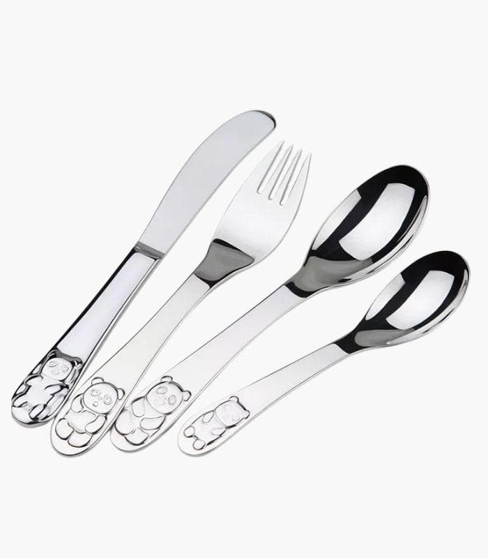 4Pcs Children Cutlery Set Panda Bear Dinnerware Set Stainless Steel