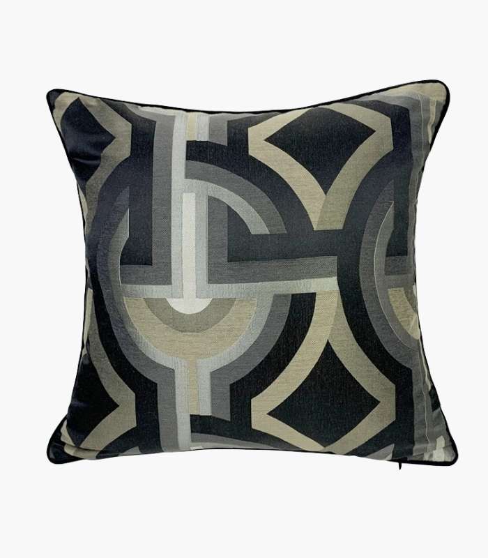 Contemporay Cushion Cover Woven Pillow Case  Black Gray 45x45cm