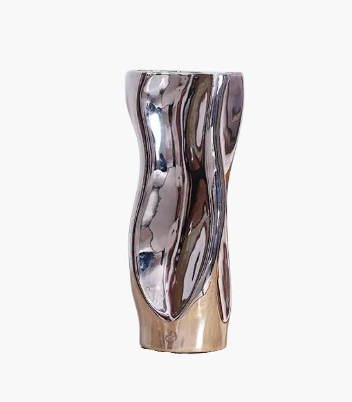Glazed Ceramic Table Vase Silver