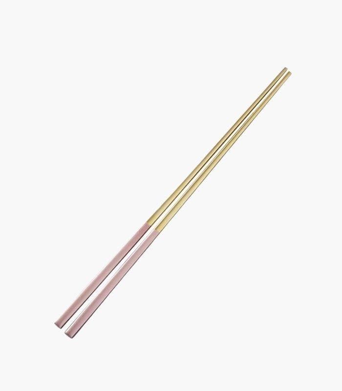10 Pairs Chopstick Set Stainless Steel Pink Reusable 23.5 cm