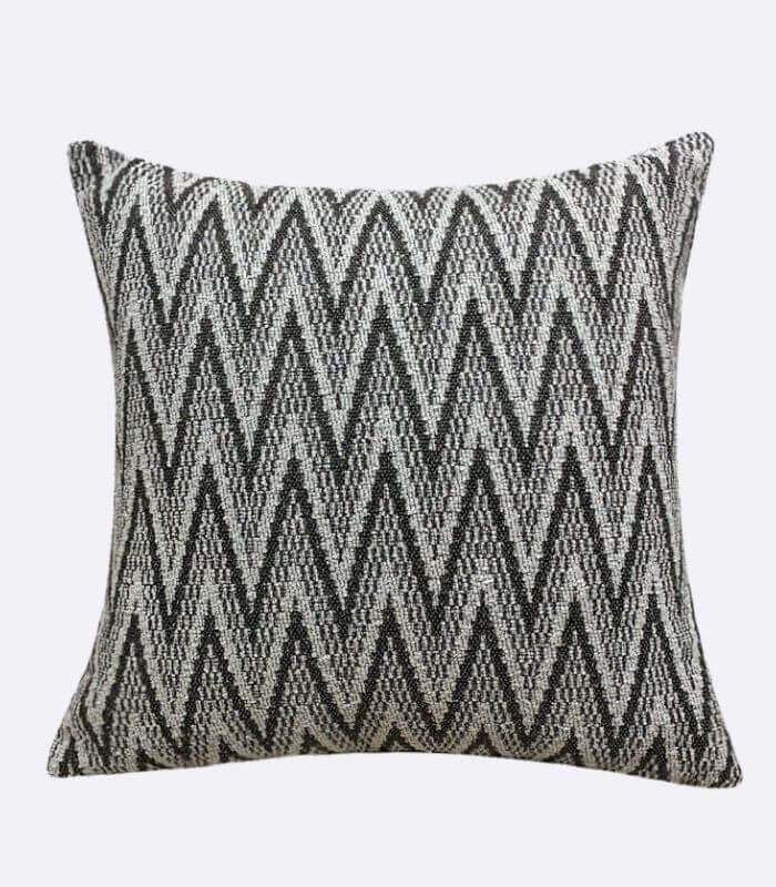 Heavy Woven Zigzag Pillow Case Black Gray Cushion Cover 45x45 cm