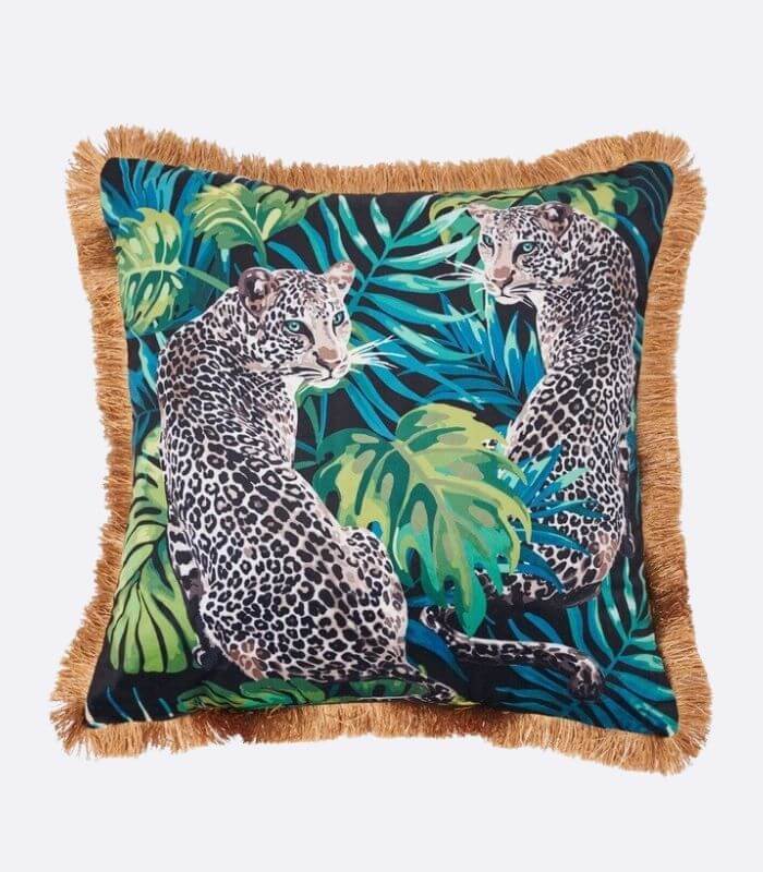 Tropical Velvet Decorative Cushion Cover Fringed Edge Square 45x45 cm