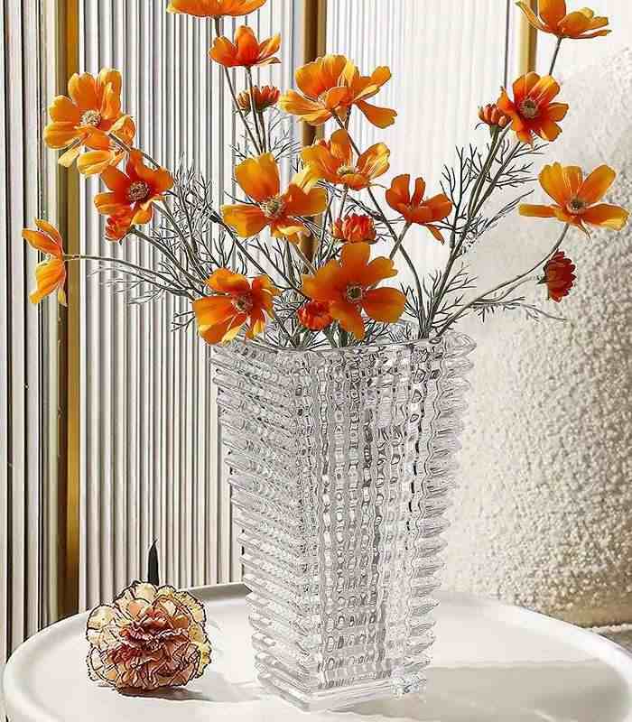 Crystal Glass Tabletop Vase Rectangular 23cm