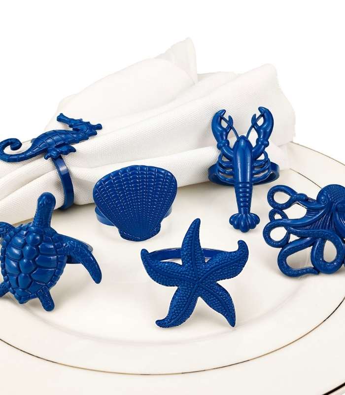 6 Pcs Set Coastal Napkin Rings, Coastal Napkin Rings, Napkin Rings