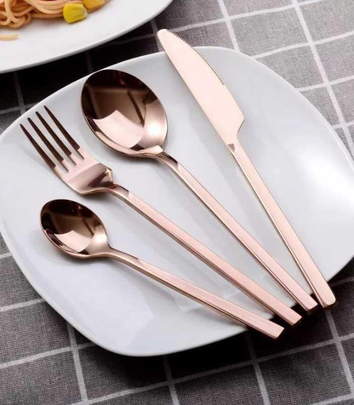 24 Pcs Cutlery Set Boston Contemporary 18/10 Stainless Steel Set for 6 Rose Gold