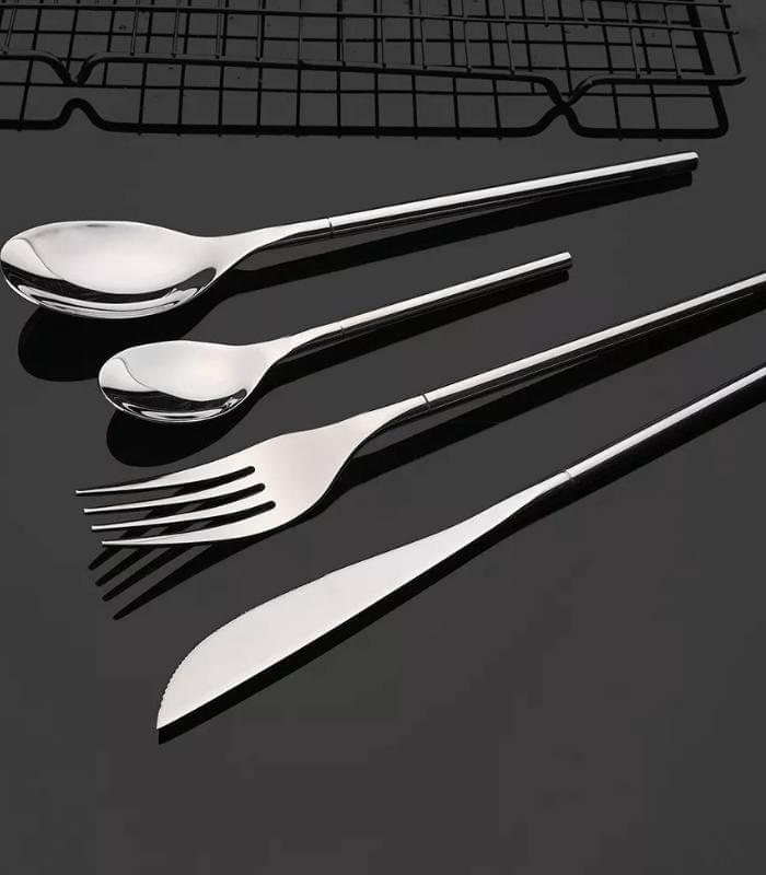 24 Pc Cutlery Set Dinnerware Set Stainless Steel Mirror Polished