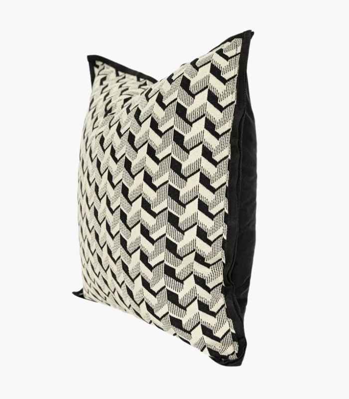 Geometric Cushion Cover Jacquard Grey 45x45cm