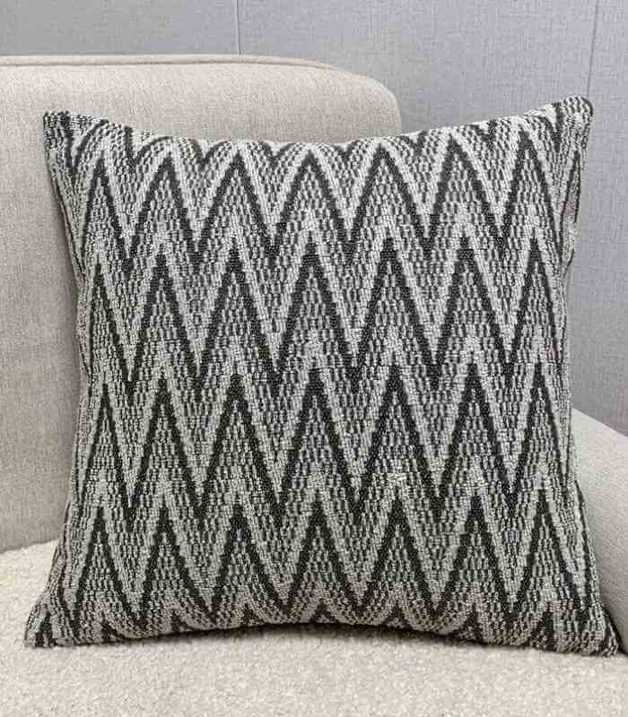 Heavy Woven Zigzag Pillow Case Black Gray Cushion Cover 45x45 cm