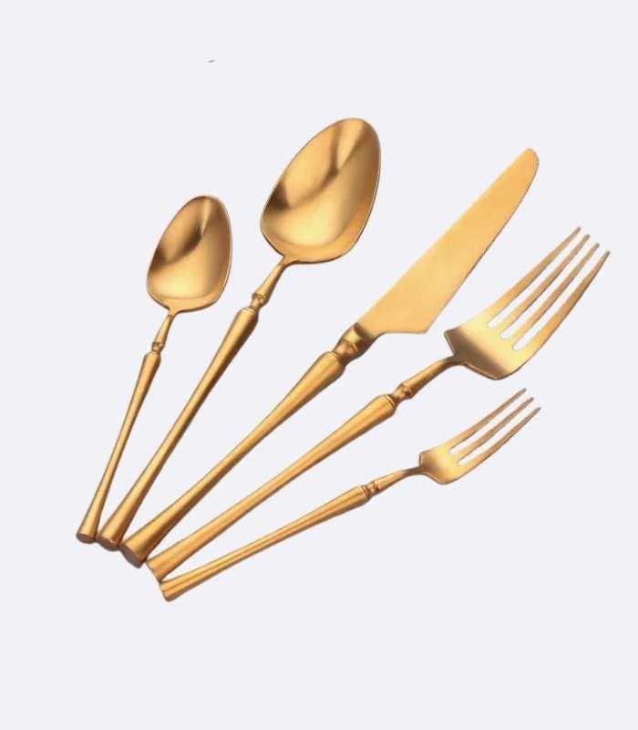 25 Pcs Cutlery Set Art Deco Stainless Steel Matt Gold Set for 5