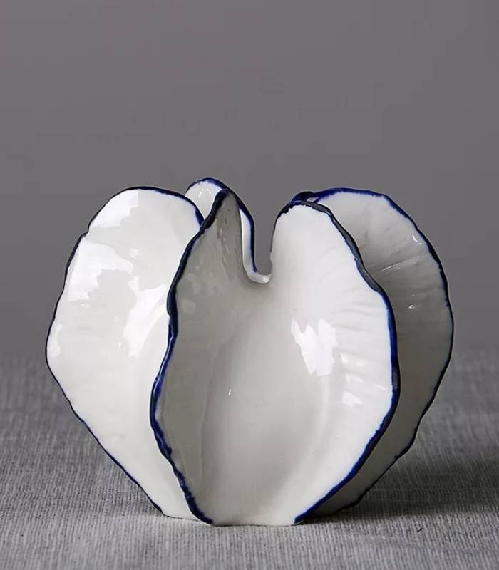 Ocean Star Vase White Blue Ceramic