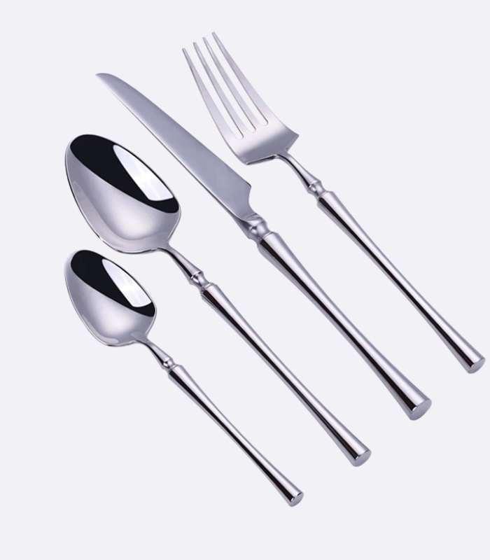 24 Pc Cutlery Set Classic Stainless Steel Art Deco Silver