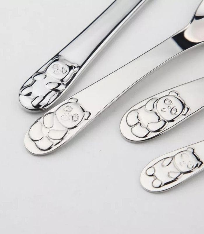 4Pcs Children Cutlery Set Panda Bear Dinnerware Set Stainless Steel
