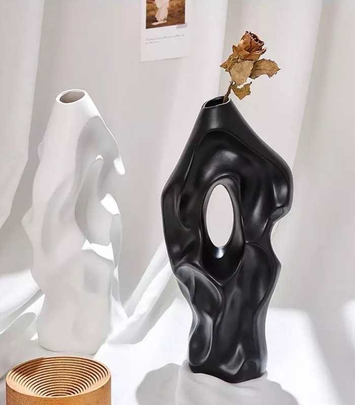 Contemporary Ceramic Tabletop Vase Abstract Hollow Out 37cm