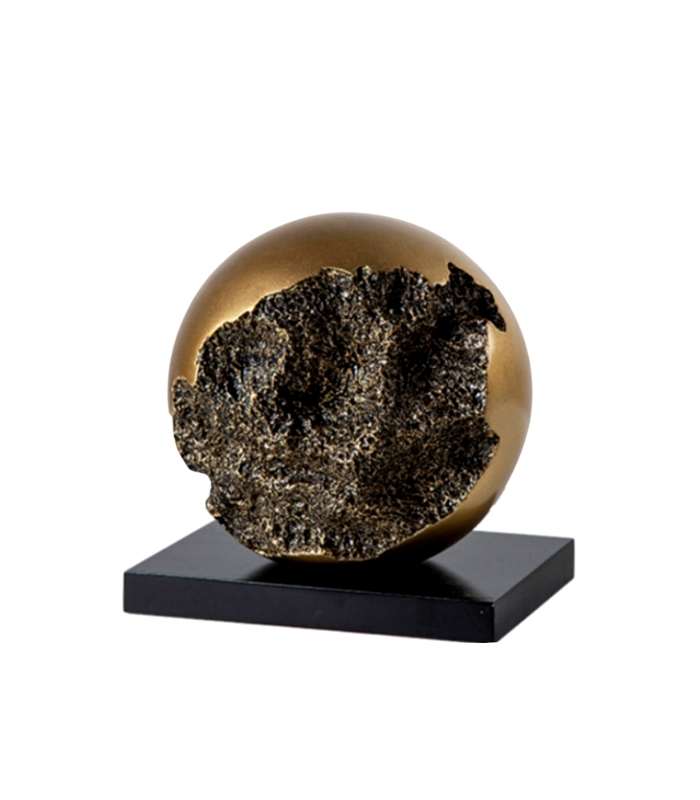 Molten Meteorite Sculpture - Captivating Spherical Desk Art