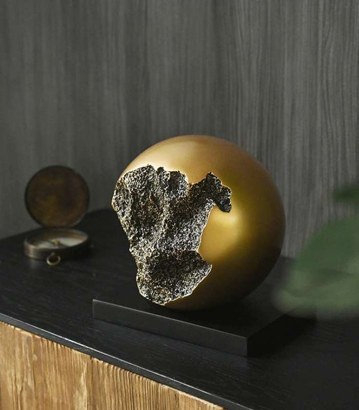 Molten Meteorite Sculpture - Captivating Spherical Desk Art