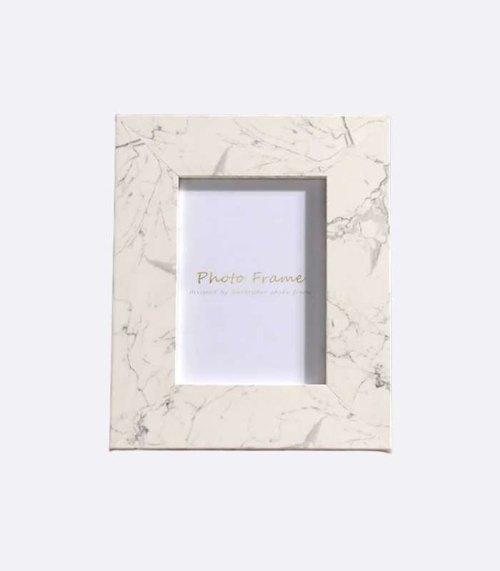 Wooden Marble Look Photo Frame White Rectangle Large 22 x 27cm
