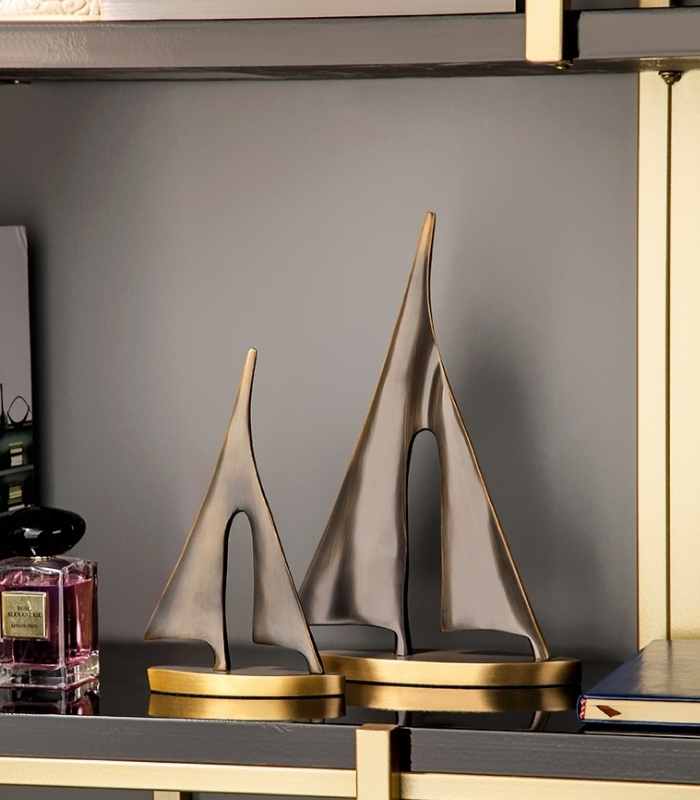 Sailboat Copper Sculpture Home Decoration Gold 20cm