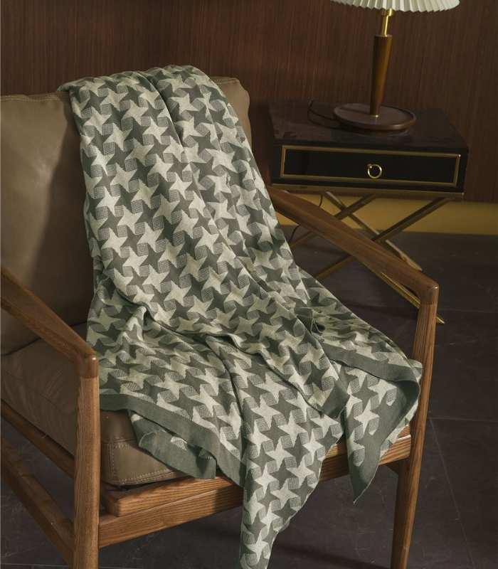 Throw Blanket Large Shuriken 100% Cotton 150x200cm | 1.2 kg Japanese-Inspired Design