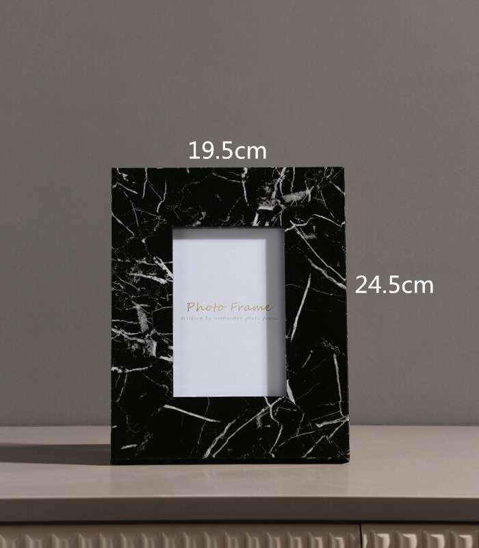 Wooden Marble Look Photo Frame Black 24.5 cm