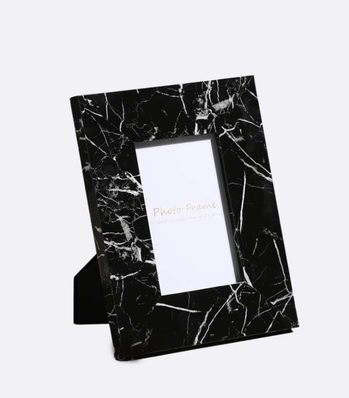 Wooden Marble Look Photo Frame Black 24.5 cm