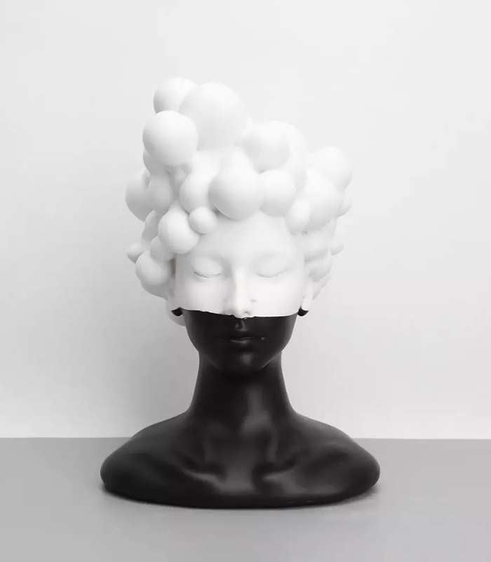 Modern Bust Sculpture Resin Handicrafted Black and White