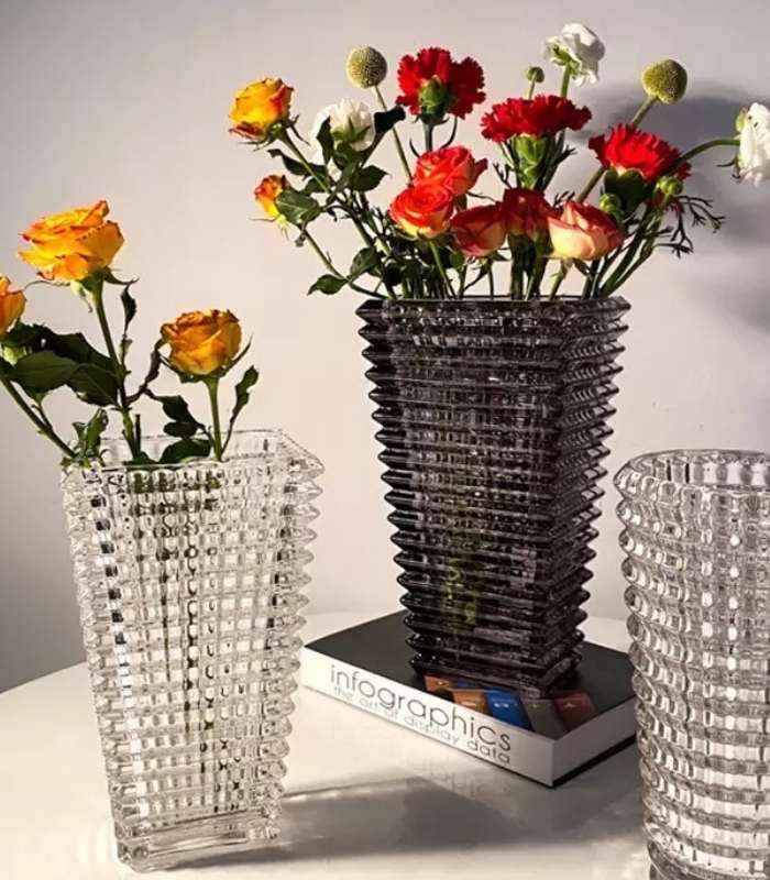 Crystal Glass Tabletop Vase Rectangular 28 cm