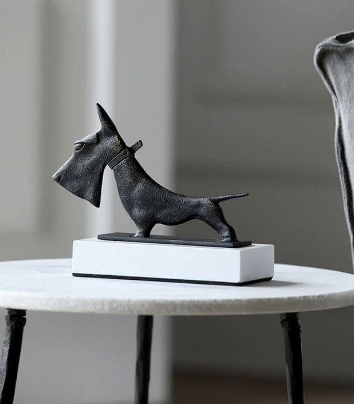 Dog Sculpture on Marble Stand 27cm