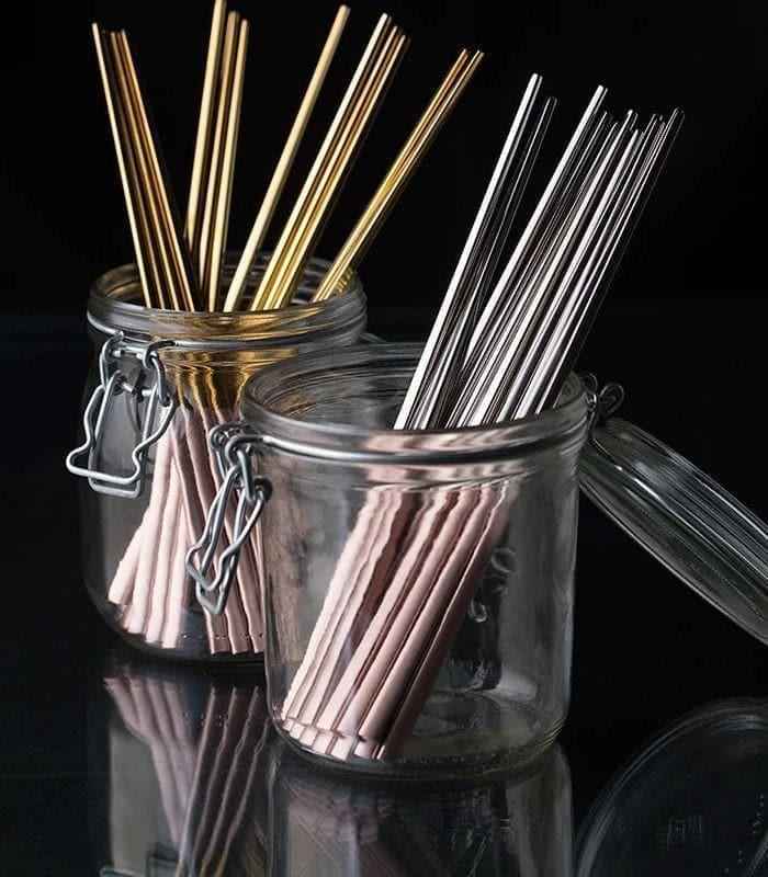 10 Pairs Chopstick Set Stainless Steel Pink Reusable 23.5 cm