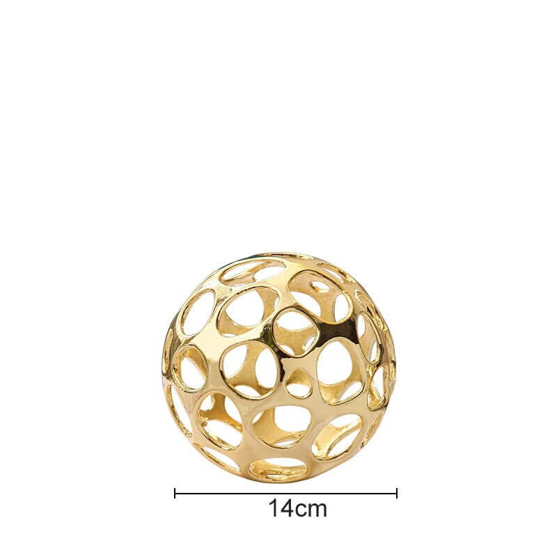 Decorative Object Gold Round Sculpture Gold Sphere Metal