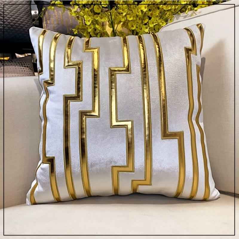 Velvet Cushion Cover Decorative Square Pillow Case Beige, Gold 45 cm