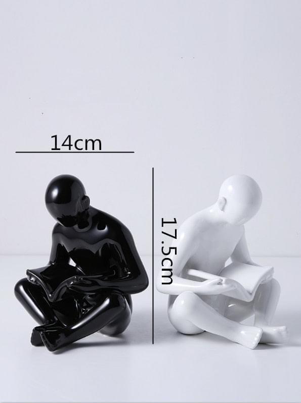 2 Pcs Set Creative Reader Bookends Ceramic 17.5 cm